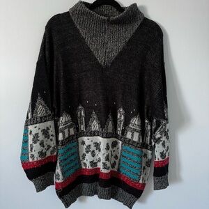 Jonathan Miller London Vintage Cityscape Sweater – oversized Medium Cabincore